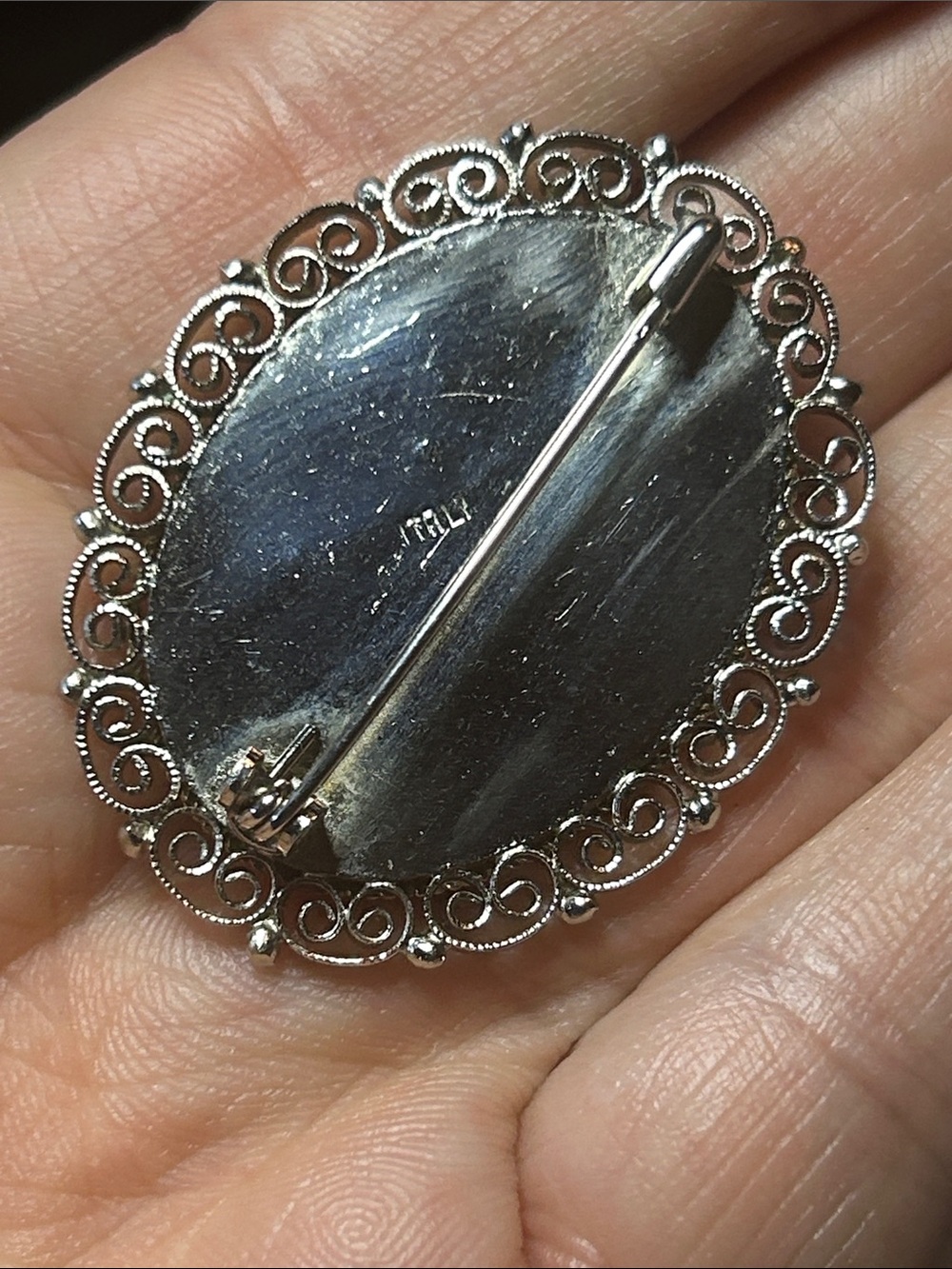 Glass Mosaic Brooch Pin Stamped Italy - Picture 5 of 7